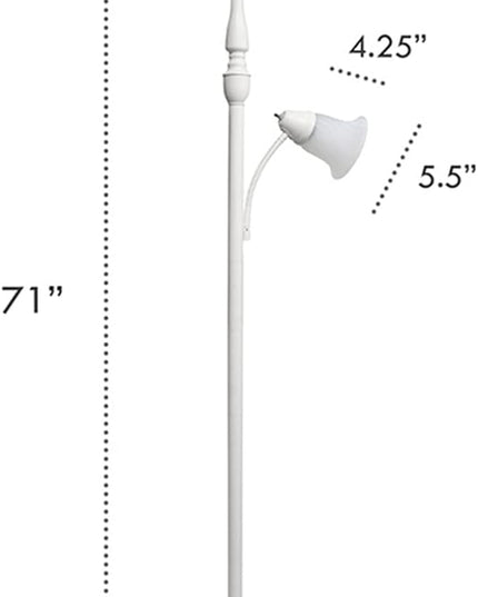 Elegant Designs LF2003-WHT 2 Light Mother Daughter Marble Glass Floor Lamp, White - LeafyLoom