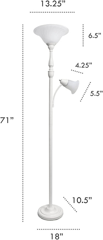 Elegant Designs LF2003-WHT 2 Light Mother Daughter Marble Glass Floor Lamp, White - LeafyLoom
