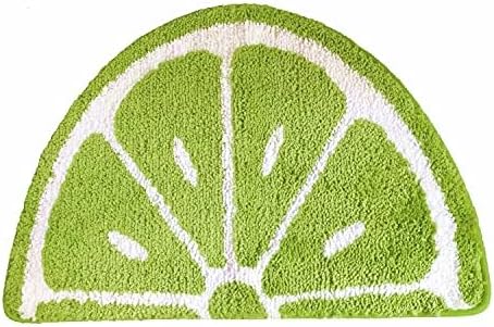 Baby Playtime Cozy Lemon Cute Fruits Half Round Shaped Bedroom Bathroom Doorway Kitchen Floor Rug Carpet Water Absorption Non-Slip mat for Kid's Room (Green, 45x65CM) - LeafyLoom