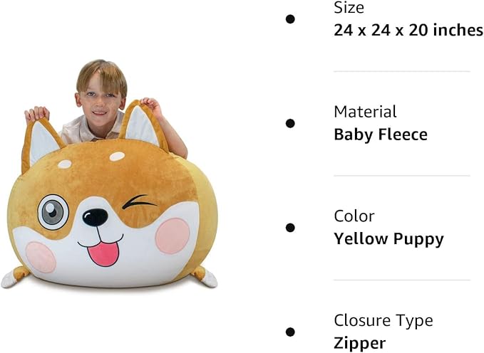 Shiba Inu Dog Stuffed Animal Storage for Children Room Decorations, Boys and Girls Bean Bag Chairs, Toys Organizers, Velvet Fabric Super Soft Large Size Cover Only - LeafyLoom