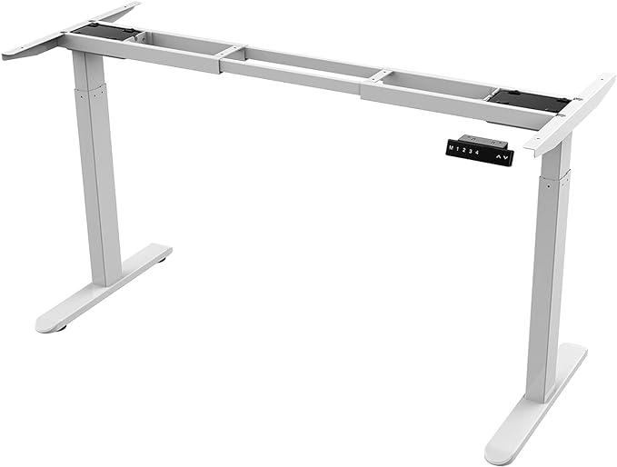 AIMEZO Standing Desk Frame, Dual Motor Electric Height Adjustable Sit Stand Desk Frame with 4 Memory Preset Button, USB Charging Port for Home Office (2 Tier Legs, White) - LeafyLoom