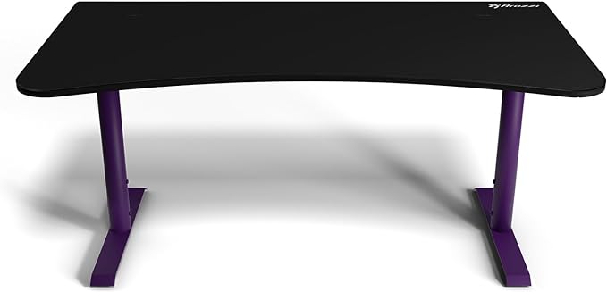 Arozzi Arena Ultrawide Curved Gaming and Office Desk with Full Surface Water Resistant Desk Mat with 3 Custom Monitor Mount Cut Outs and Under The Desk Cable Management Netting - Deep Purple - LeafyLoom