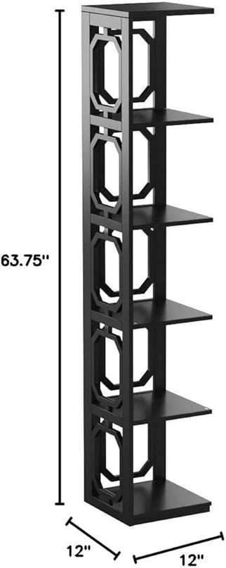 Convenience Concepts Omega 5 Tier Corner Bookcase, Black - LeafyLoom