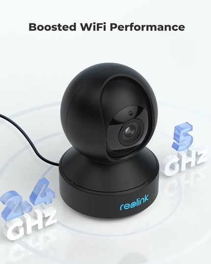 REOLINK 5GHz WiFi Indoor Camera, 5MP Plug-in Security Camera with 3X Optical Zoom, 360 Degree Baby/Dog Monitor with Auto Tracking, Person/Pet Detection, 2.4/5 GHz WiFi, Local Storage, E1 Zoom REOLINK