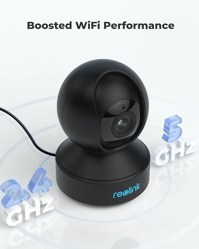 REOLINK 5GHz WiFi Indoor Camera, 5MP Plug-in Security Camera with 3X Optical Zoom, 360 Degree Baby/Dog Monitor with Auto Tracking, Person/Pet Detection, 2.4/5 GHz WiFi, Local Storage, E1 Zoom REOLINK