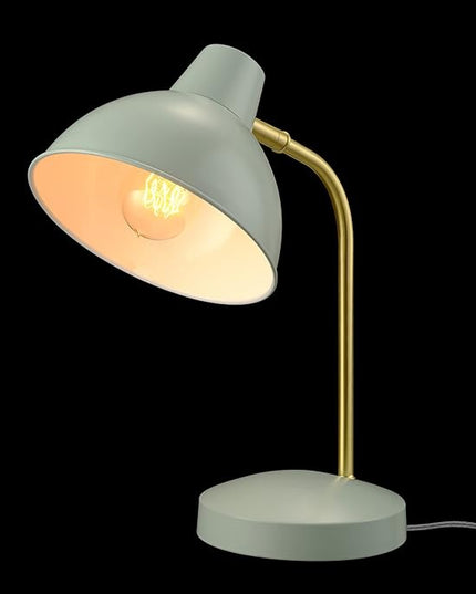 Globe Electric 30289 15" Desk Lamp, Matte Sage Green, Matte Gold Arm, Pivoting Shade, in-Line On/Off Rocker Switch, Home Décor, Lamp for Bedroom, Home Office Accessories, Desk Lamps for Home Office - LeafyLoom