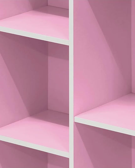Furinno 7-Cube Reversible Open Shelf, White/Pink 11048WH/PI - LeafyLoom