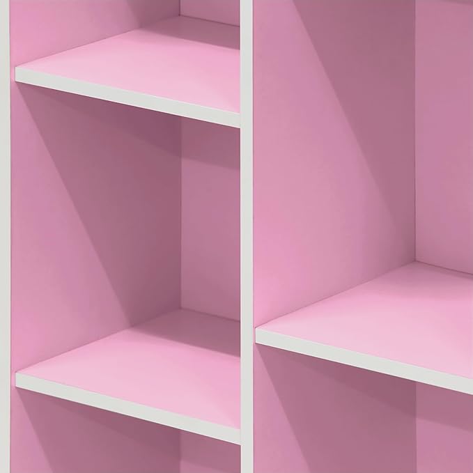 Furinno 7-Cube Reversible Open Shelf, White/Pink 11048WH/PI - LeafyLoom