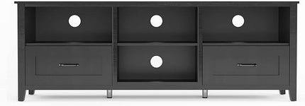 TV Stand Base, Entertainment Center Cabinet with 2 Drawers and 4 High-Capacity Storage Media Console for Living Room, 70 Inch, Black-1 - LeafyLoom