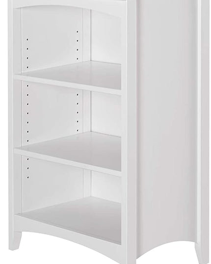Shaker Style 3 Shelf Bookcase / Solid Wood / 36" High / Adjustable Shelving / Closed Back / Display Bookshelf for Living Room, Bedroom, Home and Office, White - LeafyLoom