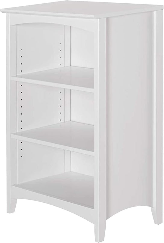 Shaker Style 3 Shelf Bookcase / Solid Wood / 36" High / Adjustable Shelving / Closed Back / Display Bookshelf for Living Room, Bedroom, Home and Office, White - LeafyLoom