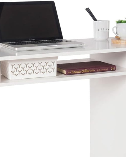 Madesa Computer Desk with 3 Drawers, 1 Door and 1 Storage Shelf, Wood Writing Home Office Workstation, Office Desk with Drawers - 30” H x 18” D x 53” W - White - LeafyLoom
