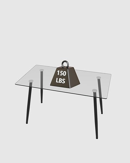 NicBex 51.18Inch Rectangular Dining Table,Modern Kitchen Table with Tempered Glass Tabletop and Black Metal Legs for 6 to 8,Large Dining Room Table for Kitchen,Meeting Room and Living Room,Transparent - LeafyLoom
