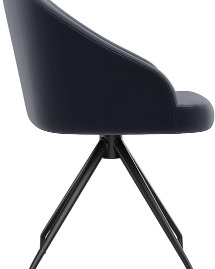 Martha Stewart Sora Stationary Swivel Task Chair with Sloped Arms for Home Office in Gray Velvet with Oil Rubbed Bronze Frame - LeafyLoom