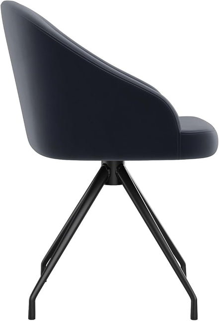 Martha Stewart Sora Stationary Swivel Task Chair with Sloped Arms for Home Office in Gray Velvet with Oil Rubbed Bronze Frame - LeafyLoom