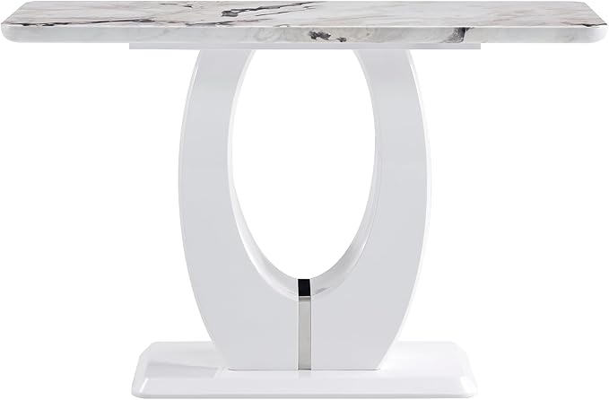 NicBex 47.24Inch Rectangular Dining Table,Minimalist Kitchen Table with Simple Glossy Tabletop for 2 to 4,Counter Bar Dining Room Table for Small Space,Dining Room,Balcony and Living Room,White - LeafyLoom