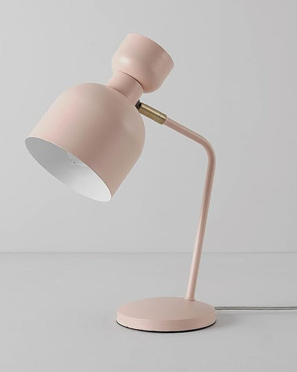Globe Electric 52297 Harper 16" Desk Lamp, Matte Pink, Matte Brass Pivot Joint, in-Line On Off Switch - LeafyLoom
