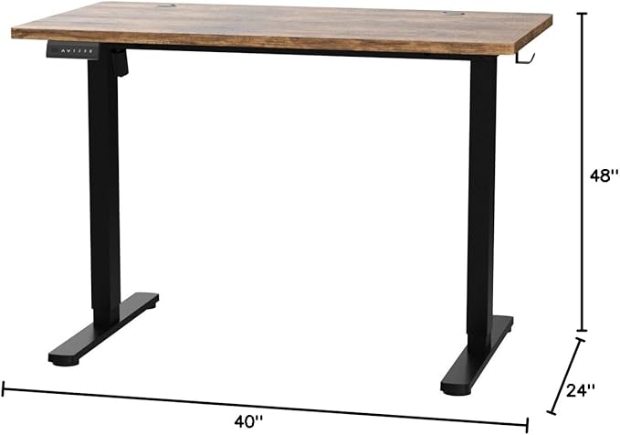 SMUG Standing Desk, Adjustable Height Electric Sit Stand Up Down Computer Table, 40x24 Inch Ergonomic Rising Desks for Work Office Home, Modern Lift Motorized Desktop Workstation, Rust Brown - LeafyLoom