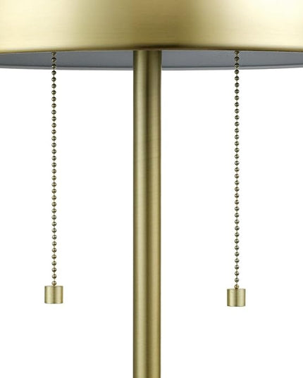 Globe Electric 12976 Haydel 21" 2-Light Table Lamp, Matte Brass, Double On/Off Pull Chain - LeafyLoom