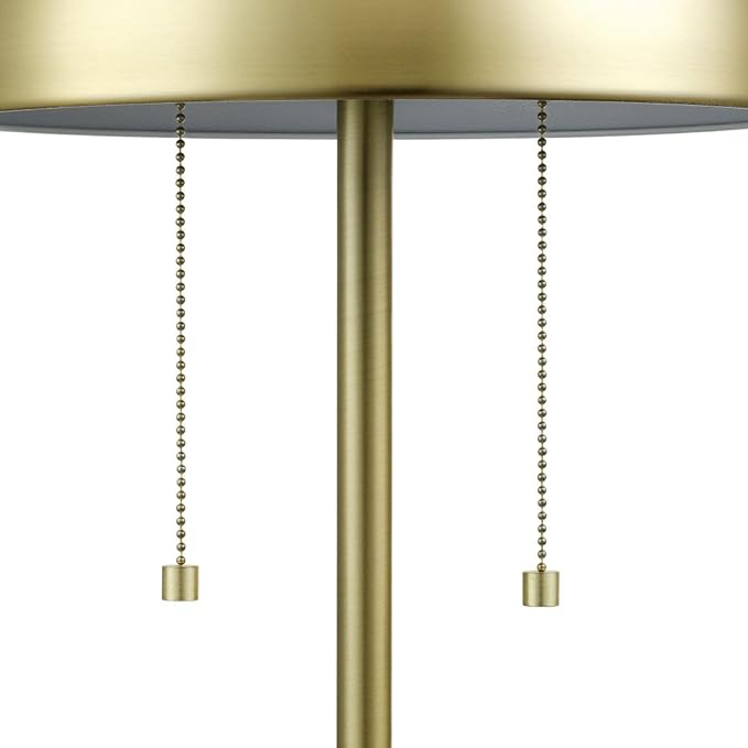 Globe Electric 12976 Haydel 21" 2-Light Table Lamp, Matte Brass, Double On/Off Pull Chain - LeafyLoom