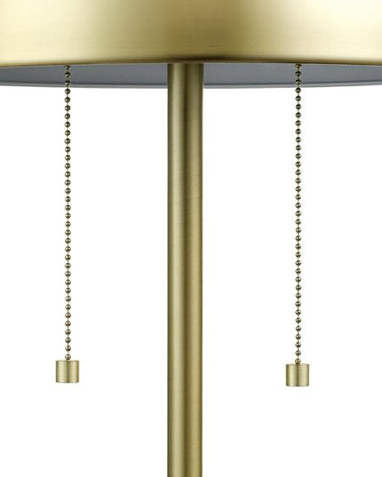 Globe Electric 12976 Haydel 21" 2-Light Table Lamp, Matte Brass, Double On/Off Pull Chain - LeafyLoom