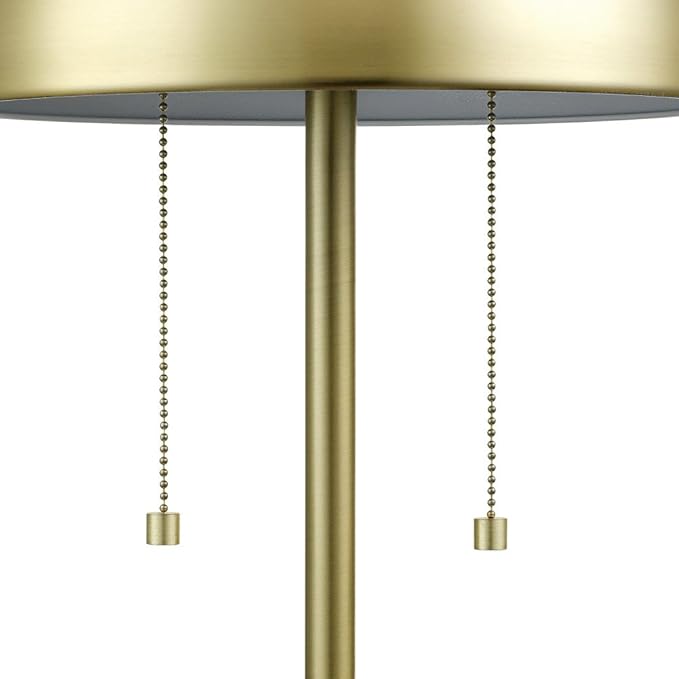 Globe Electric 12976 Haydel 21" 2-Light Table Lamp, Matte Brass, Double On/Off Pull Chain - LeafyLoom