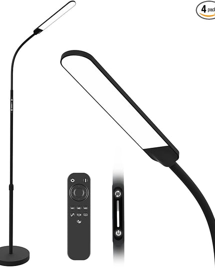 NXONE Led Floor Lamp,Modern Reading Adjustable Standing Height 4 Colors and Stepless Brightness Work Lamp for Living Room Bedroom Reading, Black - LeafyLoom