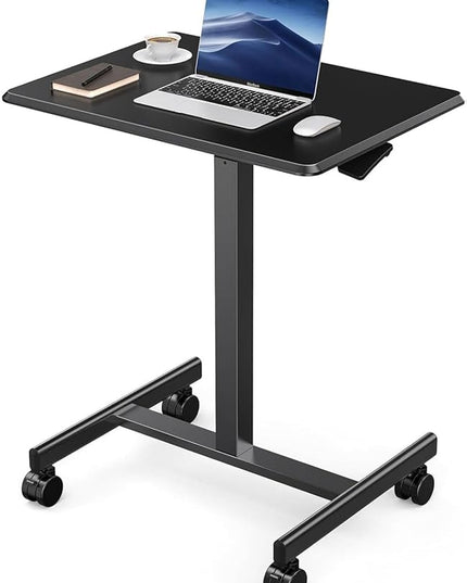 edx Small Standing Desk Mobile Portable Rolling Laptop Desk on Wheels, Adjustable Height for Home Office - LeafyLoom