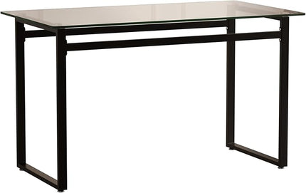 NicBex 51Inch Rectangular Dining Table,Mid-Century Kitchen Table with Tempered Glass Tabletop and Black Chrome Metal Legs for 4 to 6,Dining Room Table for Kitchen,Meeting Living Room,Transparent - LeafyLoom