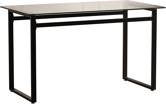 NicBex 51Inch Rectangular Dining Table,Mid-Century Kitchen Table with Tempered Glass Tabletop and Black Chrome Metal Legs for 4 to 6,Dining Room Table for Kitchen,Meeting Living Room,Transparent - LeafyLoom