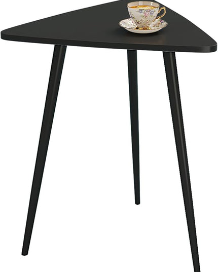 SAYGOER Black End Table for Small Places Triangle Side Table Modern Sofa Table for Living Room Bedroom Office Small Night Stand Metal Legs Bedside Table Classic Black Home Decor, Easy Assembly - LeafyLoom