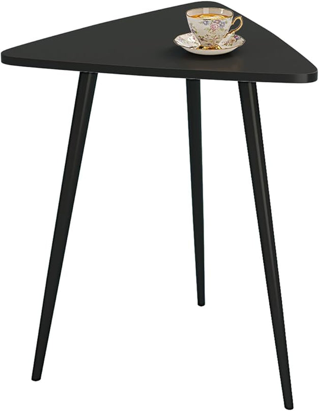 SAYGOER Black End Table for Small Places Triangle Side Table Modern Sofa Table for Living Room Bedroom Office Small Night Stand Metal Legs Bedside Table Classic Black Home Decor, Easy Assembly - LeafyLoom