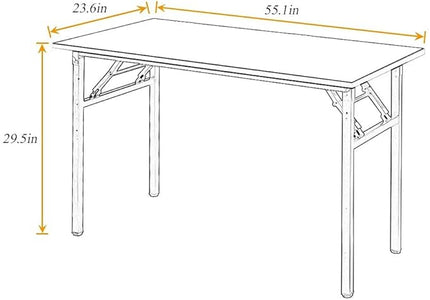 SogesGame Computer Desk, 55 Inch Modern Simple Style Folding Tables, Home Office Writing Desk, Space Saving Foldable Table, No Install Needed, Black - LeafyLoom