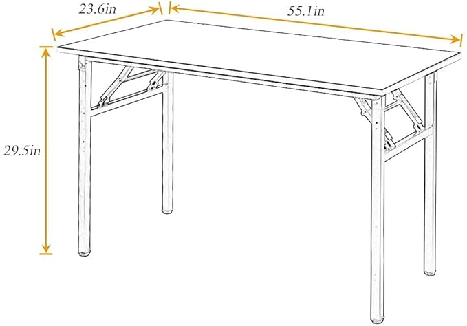 SogesGame Computer Desk, 55 Inch Modern Simple Style Folding Tables, Home Office Writing Desk, Space Saving Foldable Table, No Install Needed, Black - LeafyLoom