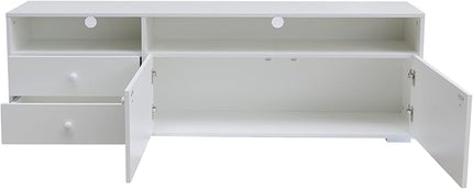 NicBex TV Stand for 65 Inch TV Farmhouse TV Media Console Table with Solid Wood Gandle Cabinets Entertainment Center with Storage for Living Room,63 Inch,Antique White - LeafyLoom
