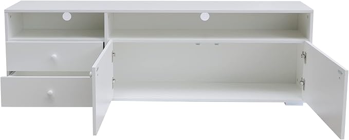 NicBex TV Stand for 65 Inch TV Farmhouse TV Media Console Table with Solid Wood Gandle Cabinets Entertainment Center with Storage for Living Room,63 Inch,Antique White - LeafyLoom