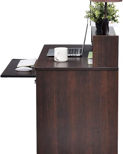 ROCKPOINT Axess Computer Keyboard Tray and Drawer Small Home Office Bedroom, Homework and School Studying Writing Desk for Student with Storage,Chocolate - LeafyLoom