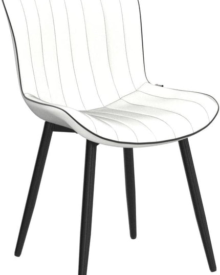 YOUNUOKE White Dining Chairs Set of 2 Upholstered Mid Century Modern Kitchen Chair Armless Faux Leather Accent Guest Chair with Back Metal Legs for Living Reception Waiting Room Bedrooms - LeafyLoom