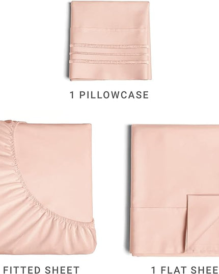 Twin Size 3 Piece Sheet Set - Comfy Breathable & Cooling Sheets - Hotel Luxury Bed Sheets for Women & Men - Deep Pockets, Easy-Fit, Soft & Wrinkle Free Sheets - Lavender Pink Oeko-Tex Bed Sheet Set - LeafyLoom