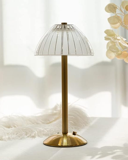 Cordless Table Lamps for Home,Table,Dining Room, Gold Rechargeable Lamps, USB Charge 12'' Tall LED Brass Portable Outdoor Indoor Table Lamp with Built-in Dimmer (Gold) - LeafyLoom