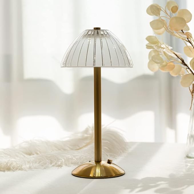 Cordless Table Lamps for Home,Table,Dining Room, Gold Rechargeable Lamps, USB Charge 12'' Tall LED Brass Portable Outdoor Indoor Table Lamp with Built-in Dimmer (Gold) - LeafyLoom