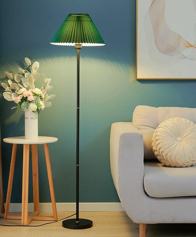 Modern Elegant Black Pole Floor Lamp Simple Design Tall Lamp with Dark Green Shade Standing Lamp with LED Bulb for Living Room and Bedroom - LeafyLoom