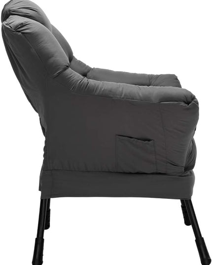 HollyHOME Fabric Large Lazy Chair, Accent Reading Chair, Cozy Lounge Chair with Armrest, Leisure Sofa Chair for Living Room, Bedroom, Dorm, Dark Grey - LeafyLoom