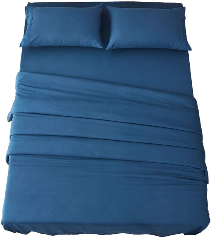 SONORO KATE Bed Sheet Set Super Soft Microfiber 1800 Thread Count Luxury Egyptian Sheets 18-Inch Deep Pocket Wrinkle-3 Piece(Twin XL, Navy Blue) - LeafyLoom