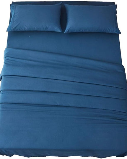 SONORO KATE Bed Sheet Set Super Soft Microfiber 1800 Thread Count Luxury Egyptian Sheets 18-Inch Deep Pocket Wrinkle-3 Piece(Twin, Navy Blue) - LeafyLoom