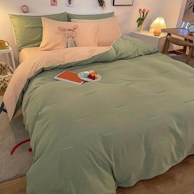 NINENINE King Comforter Set Sage Green Bedding Light Green Comforter Set Comforter Set for Women Men Solid Color Camel Green Comforter Sets with 1 Comforter 2Pillowcases - LeafyLoom