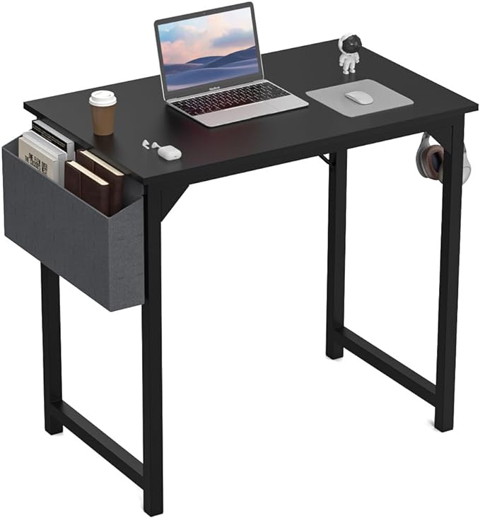 Office Desk Modern Simple Style Writing Study Work Computer Table for Home Bedroom, 32 Inch, Black - LeafyLoom