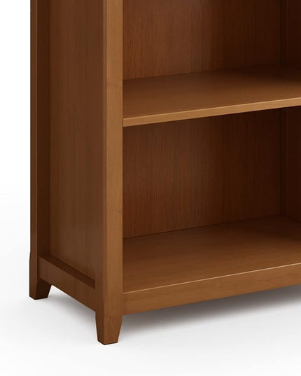 SIMPLIHOME Amherst SOLID WOOD 30 Inch Transitional 5 Shelf Bookcase in Light Golden Brown, For the Living Room, Study Room and Office - LeafyLoom