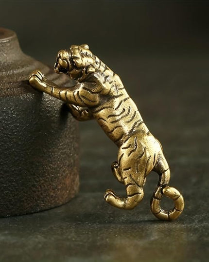 Solid Brass Little Tiger Statue - Vintage Decor Piece for Desk or Shelf for Wildlife Enthusiasts(Little Tiger) - LeafyLoom