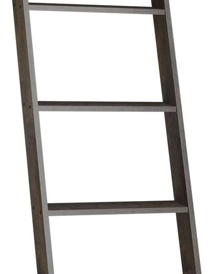 IBUYKE 5-Tier Blanket Ladder Shelf,Ladder Rack for Storage and Decor,Wooden Blanket Holder with Hooks,Easy Assembly for Bedroom,Rustic Brown TTR006G - LeafyLoom